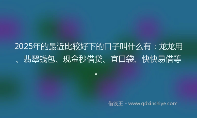 2025年的最近比较好下的口子叫什么有：龙龙用、翡翠钱包、现金秒借贷、宜口袋、快快易借等。