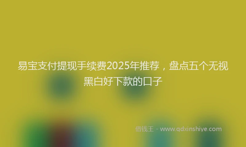 易宝支付提现手续费2025年推荐，盘点五个无视黑白好下款的口子