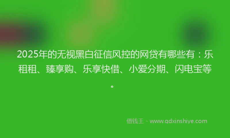 2025年的无视黑白征信风控的网贷有哪些有：乐租租、臻享购、乐享快借、小爱分期、闪电宝等。