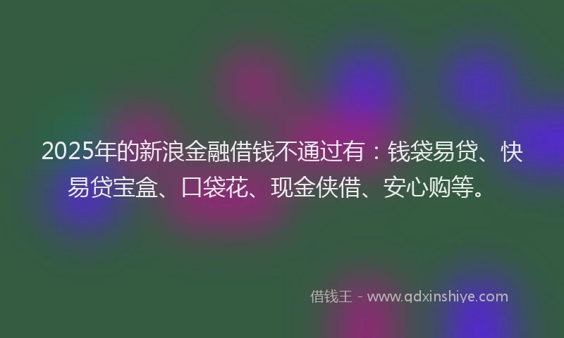 2025年的新浪金融借钱不通过有：钱袋易贷、快易贷宝盒、口袋花、现金侠借、安心购等。