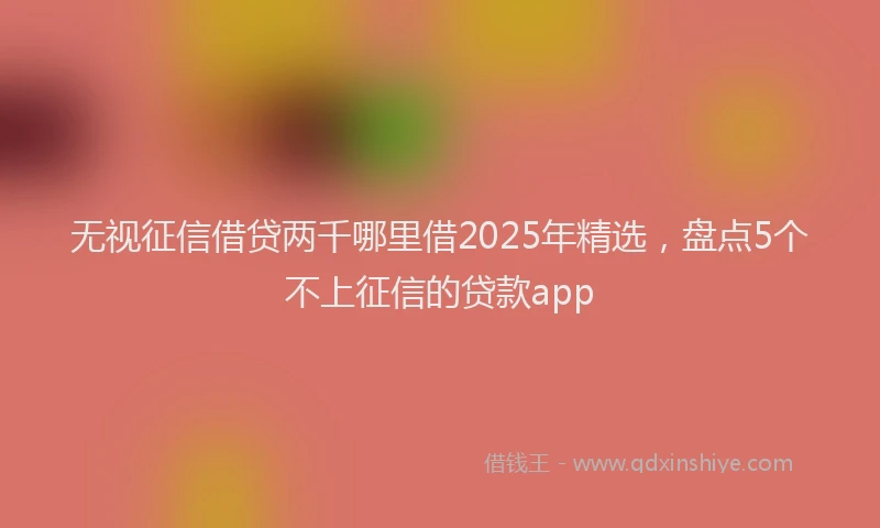 无视征信借贷两千哪里借2025年精选，盘点5个不上征信的贷款app