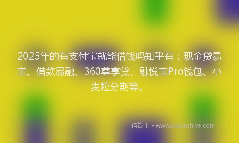 2025年的有支付宝就能借钱吗知乎有：现金贷易宝、借款易融、360尊享贷、融悦宝Pro钱包、小麦粒分期等。