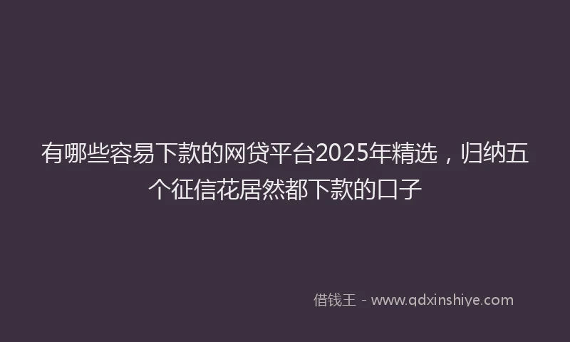 有哪些容易下款的网贷平台2025年精选，归纳五个征信花居然都下款的口子