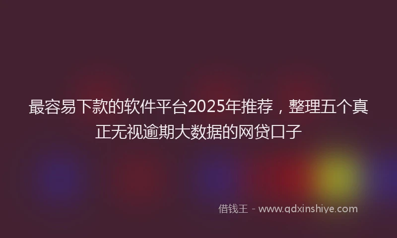最容易下款的软件平台2025年推荐，整理五个真正无视逾期大数据的网贷口子