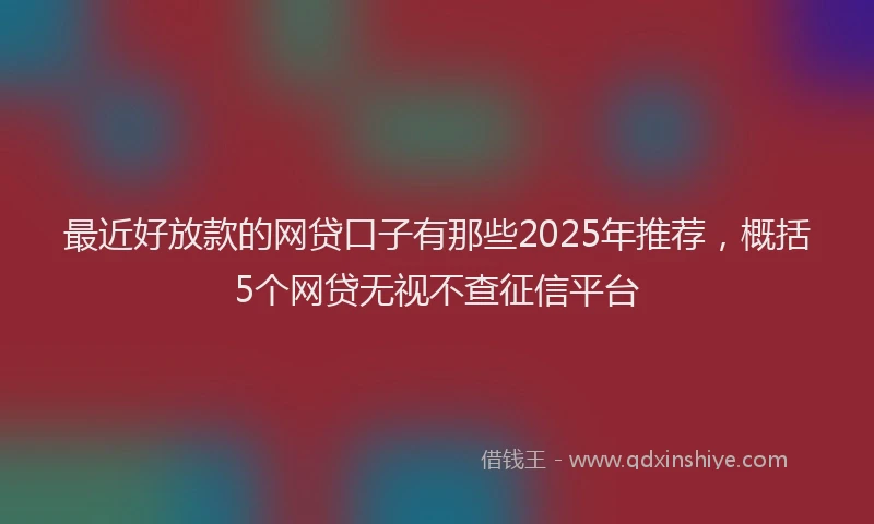 最近好放款的网贷口子有那些2025年推荐，概括5个网贷无视不查征信平台