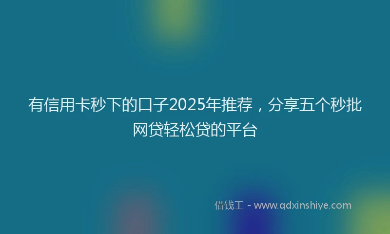 有信用卡秒下的口子2025年推荐，分享五个秒批网贷轻松贷的平台