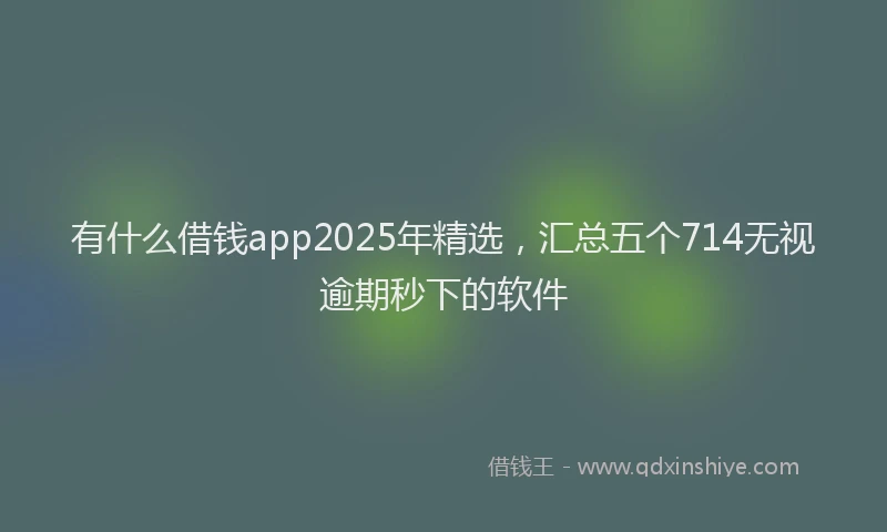有什么借钱app2025年精选，汇总五个714无视逾期秒下的软件