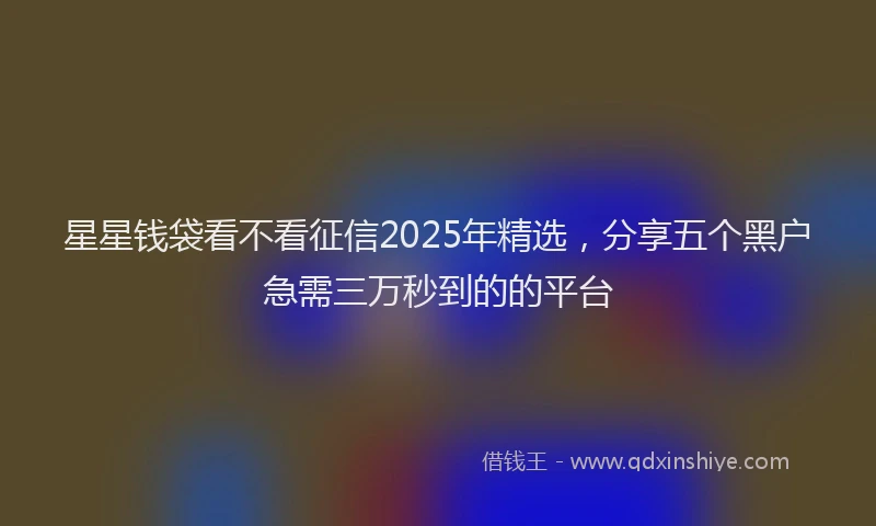 星星钱袋看不看征信2025年精选，分享五个黑户急需三万秒到的的平台