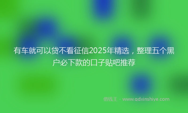 有车就可以贷不看征信2025年精选，整理五个黑户必下款的口子贴吧推荐