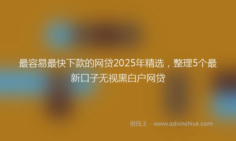 最容易最快下款的网贷2025年精选，整理5个最新口子无视黑白户网贷