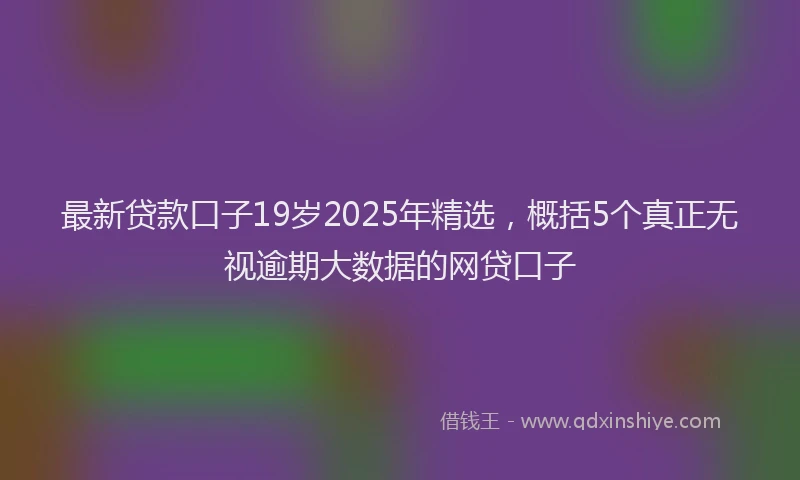 最新贷款口子19岁2025年精选，概括5个真正无视逾期大数据的网贷口子