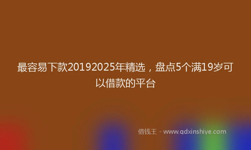 最容易下款20192025年精选，盘点5个满19岁可以借款的平台