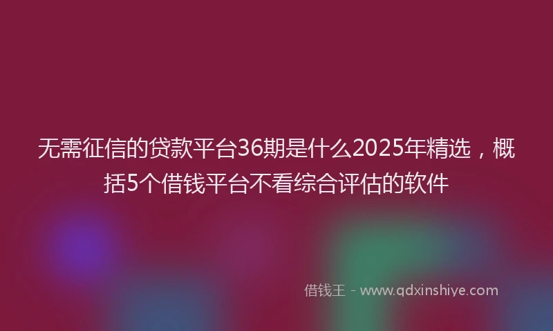 无需征信的贷款平台36期是什么2025年精选，概括5个借钱平台不看综合评估的软件