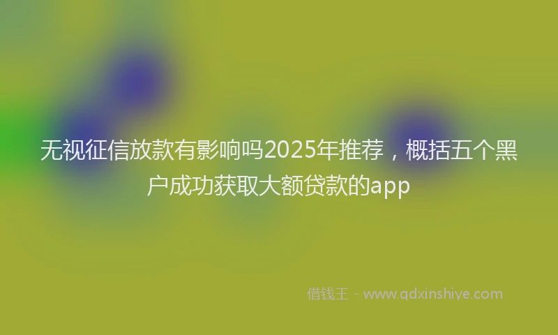 无视征信放款有影响吗2025年推荐，概括五个黑户成功获取大额贷款的app