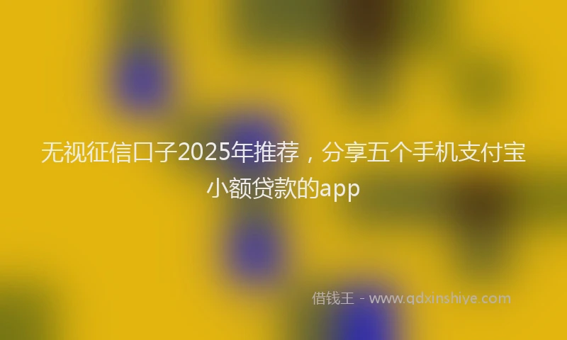 无视征信口子2025年推荐，分享五个手机支付宝小额贷款的app