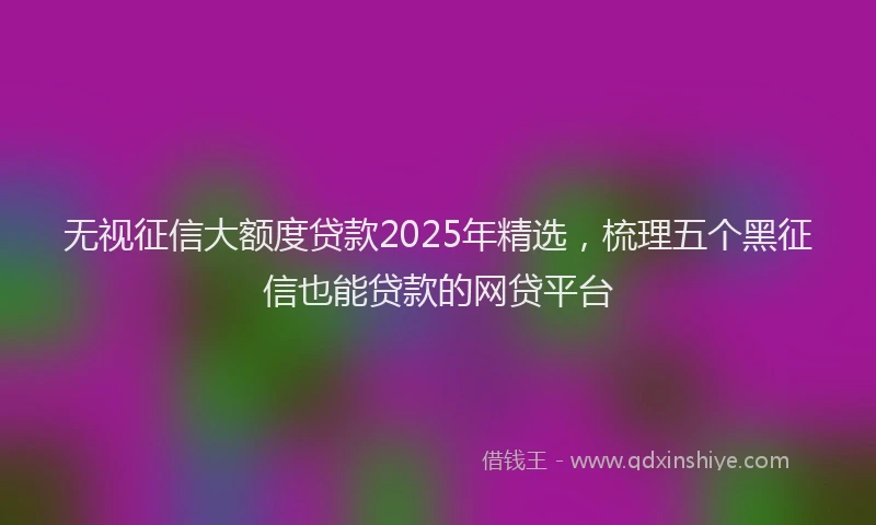 无视征信大额度贷款2025年精选，梳理五个黑征信也能贷款的网贷平台