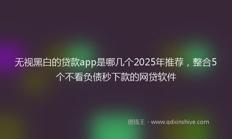 无视黑白的贷款app是哪几个2025年推荐，整合5个不看负债秒下款的网贷软件