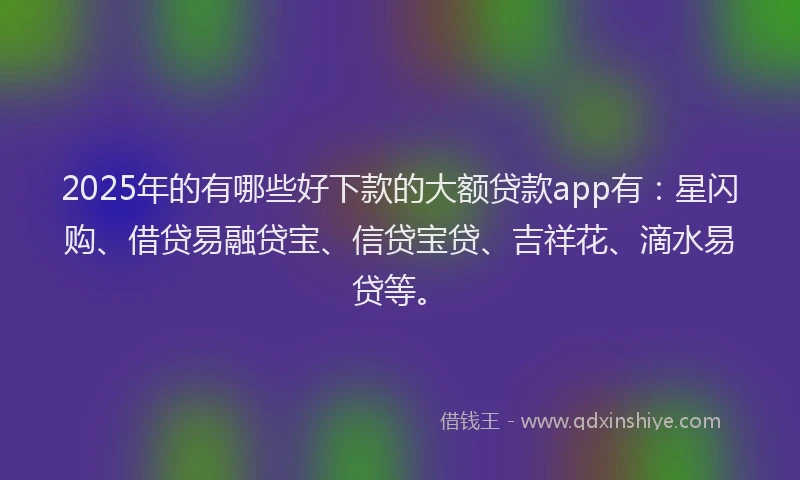 2025年的有哪些好下款的大额贷款app有：星闪购、借贷易融贷宝、信贷宝贷、吉祥花、滴水易贷等。