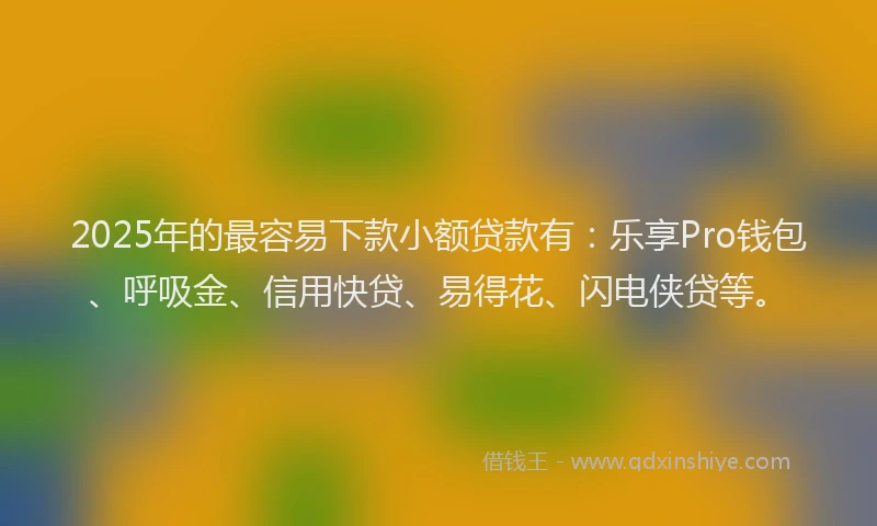 2025年的最容易下款小额贷款有：乐享Pro钱包、呼吸金、信用快贷、易得花、闪电侠贷等。