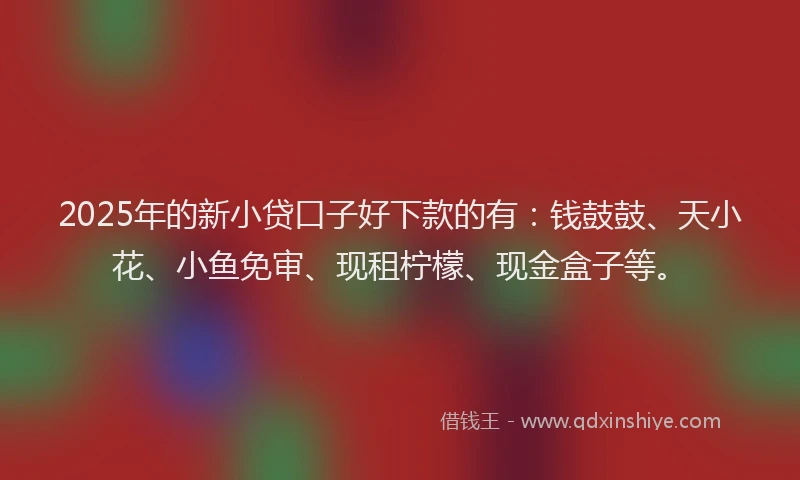 2025年的新小贷口子好下款的有：钱鼓鼓、天小花、小鱼免审、现租柠檬、现金盒子等。