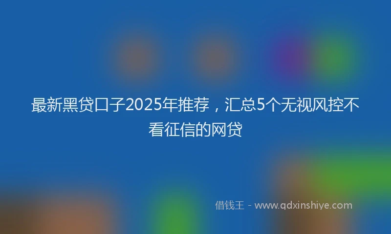 最新黑贷口子2025年推荐，汇总5个无视风控不看征信的网贷
