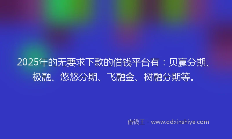 2025年的无要求下款的借钱平台有：贝赢分期、极融、悠悠分期、飞融金、树融分期等。