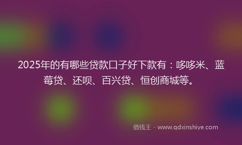 2025年的有哪些贷款口子好下款有：哆哆米、蓝莓贷、还呗、百兴贷、恒创商城等。