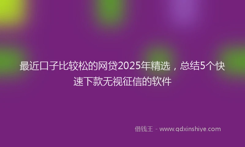 最近口子比较松的网贷2025年精选，总结5个快速下款无视征信的软件