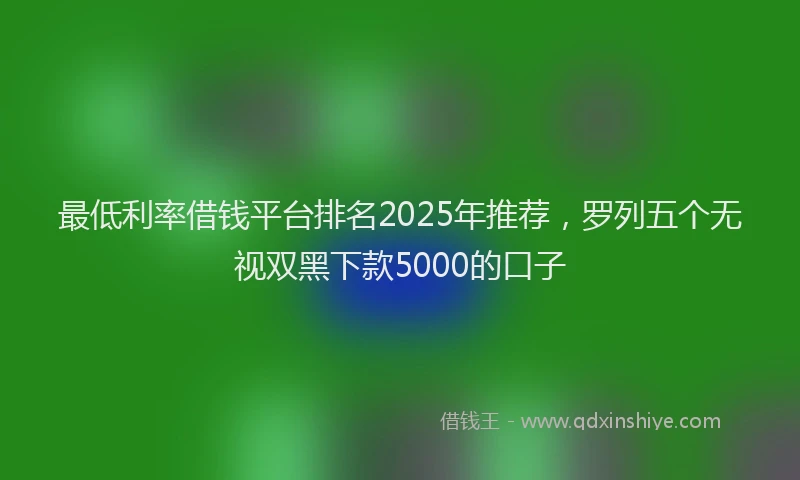 最低利率借钱平台排名2025年推荐，罗列五个无视双黑下款5000的口子