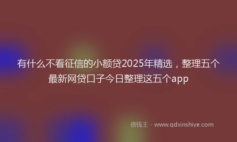 有什么不看征信的小额贷2025年精选，整理五个最新网贷口子今日整理这五个app