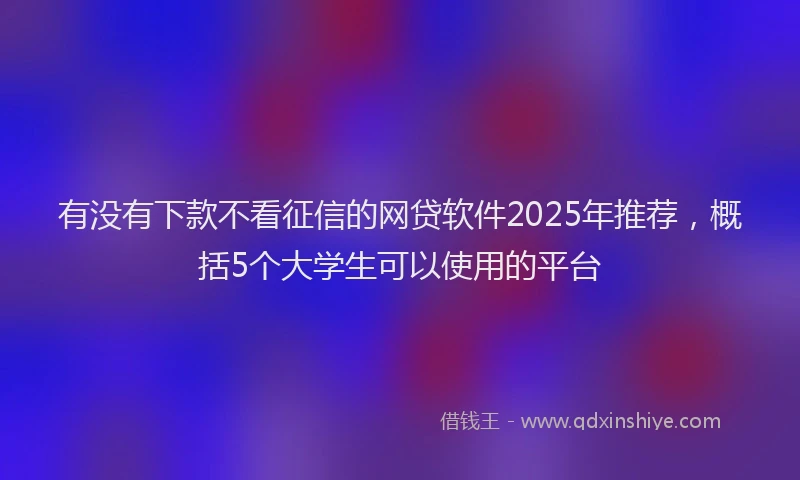 有没有下款不看征信的网贷软件2025年推荐，概括5个大学生可以使用的平台