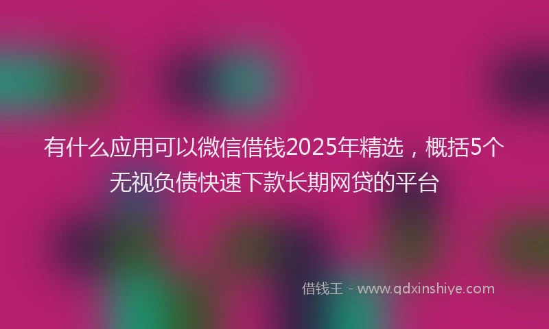 有什么应用可以微信借钱2025年精选，概括5个无视负债快速下款长期网贷的平台