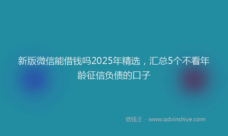 新版微信能借钱吗2025年精选，汇总5个不看年龄征信负债的口子