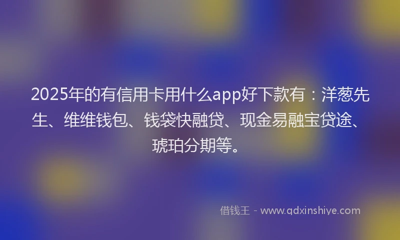 2025年的有信用卡用什么app好下款有：洋葱先生、维维钱包、钱袋快融贷、现金易融宝贷途、琥珀分期等。