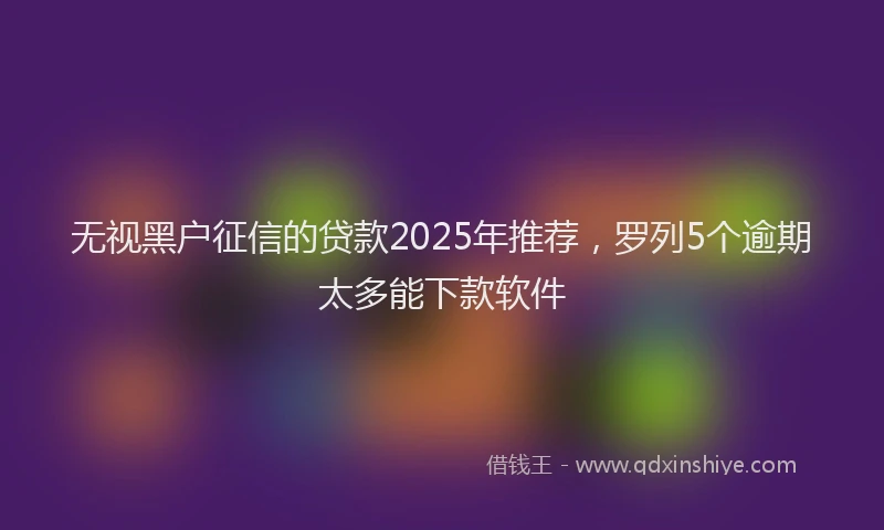 无视黑户征信的贷款2025年推荐，罗列5个逾期太多能下款软件