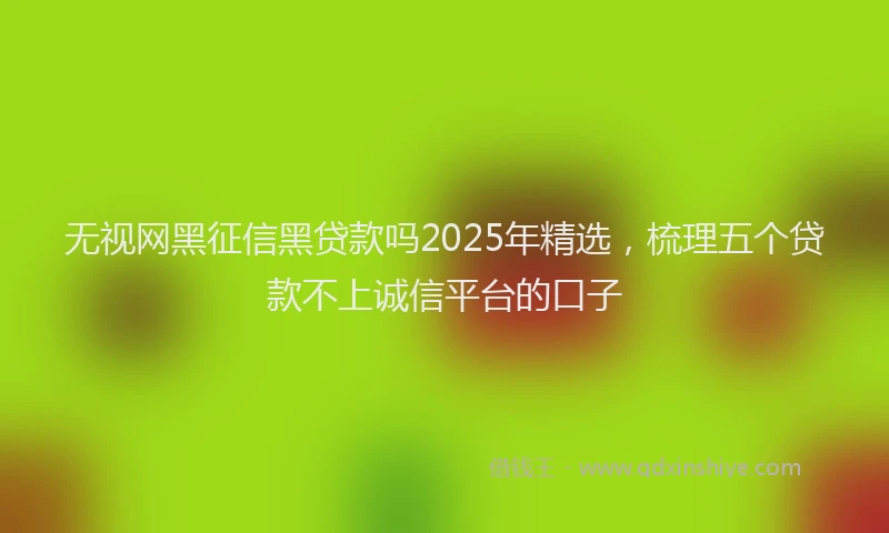 无视网黑征信黑贷款吗2025年精选，梳理五个贷款不上诚信平台的口子