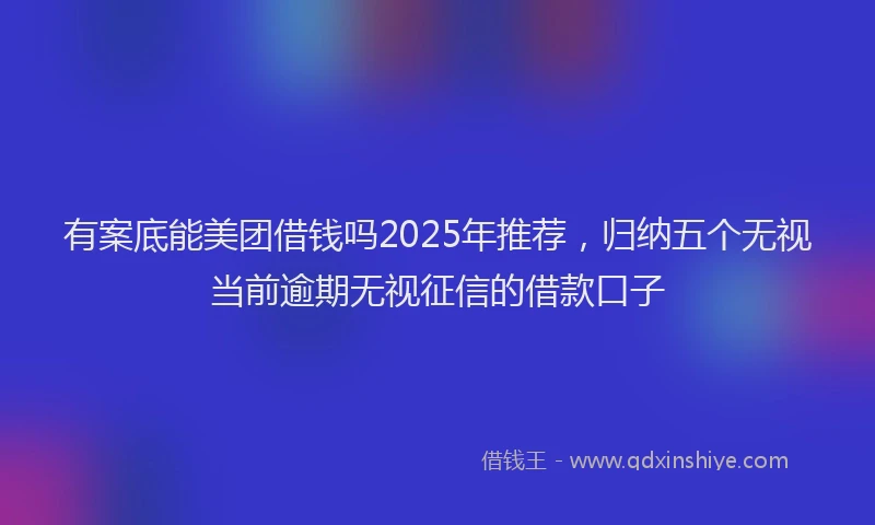 有案底能美团借钱吗2025年推荐，归纳五个无视当前逾期无视征信的借款口子