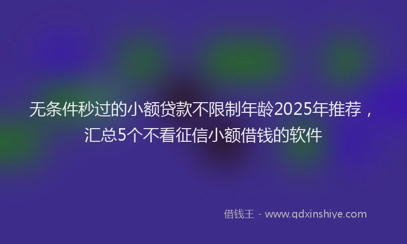 无条件秒过的小额贷款不限制年龄2025年推荐，汇总5个不看征信小额借钱的软件