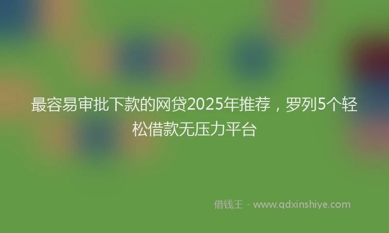最容易审批下款的网贷2025年推荐，罗列5个轻松借款无压力平台