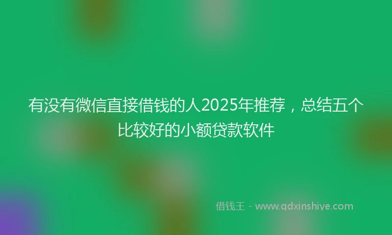有没有微信直接借钱的人2025年推荐，总结五个比较好的小额贷款软件