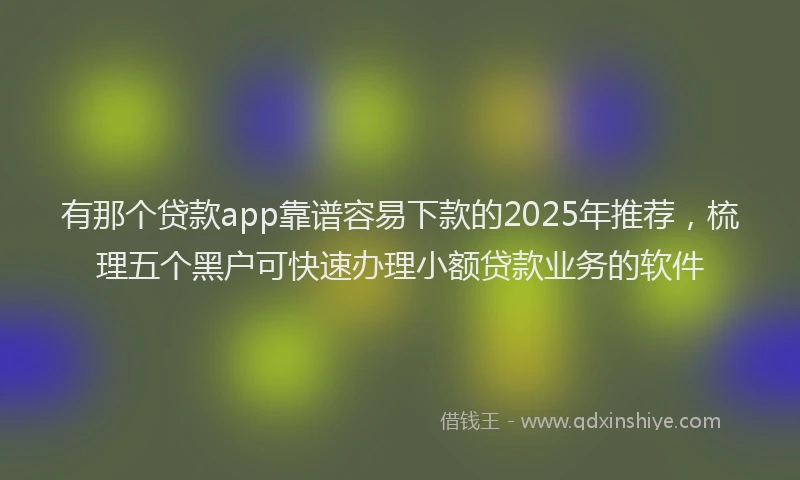 有那个贷款app靠谱容易下款的2025年推荐，梳理五个黑户可快速办理小额贷款业务的软件