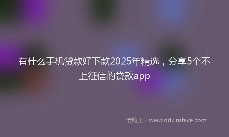 有什么手机贷款好下款2025年精选，分享5个不上征信的贷款app