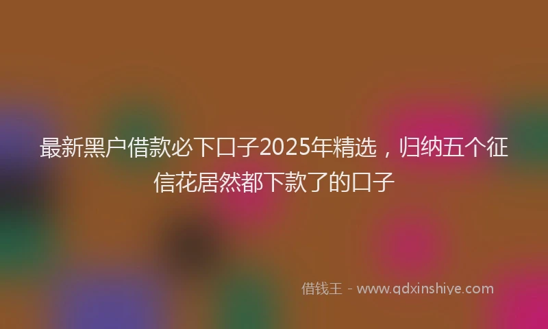 最新黑户借款必下口子2025年精选，归纳五个征信花居然都下款了的口子