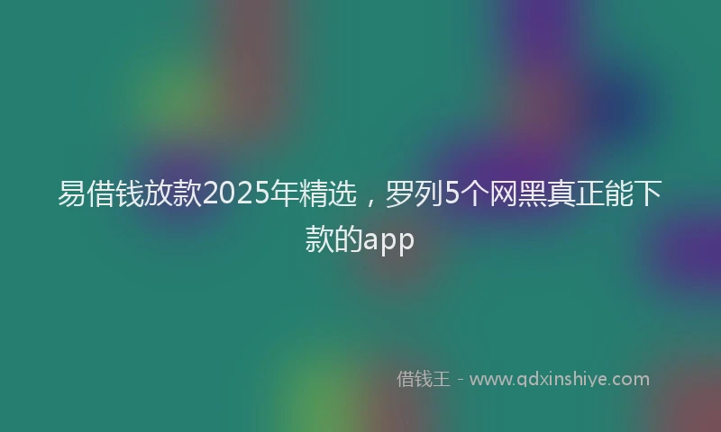 易借钱放款2025年精选，罗列5个网黑真正能下款的app