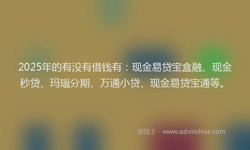 2025年的有没有借钱有：现金易贷宝盒融、现金秒贷、玛瑙分期、万通小贷、现金易贷宝通等。