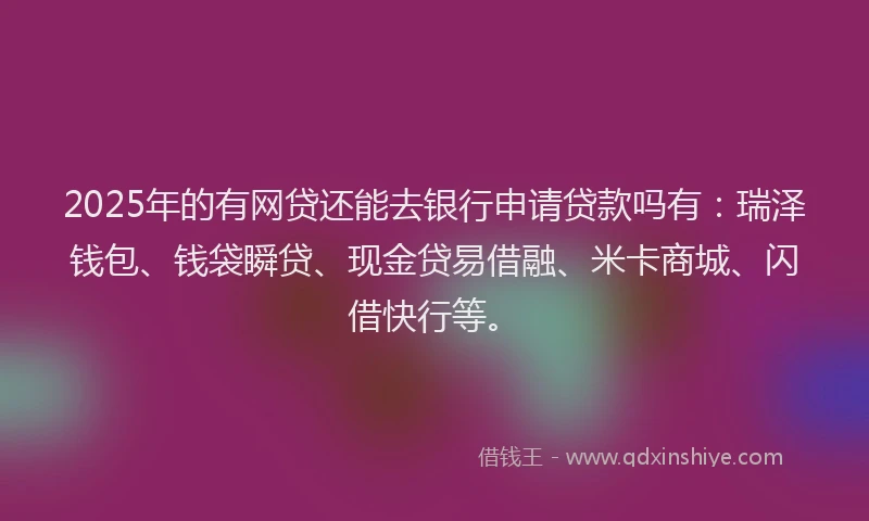 2025年的有网贷还能去银行申请贷款吗有：瑞泽钱包、钱袋瞬贷、现金贷易借融、米卡商城、闪借快行等。