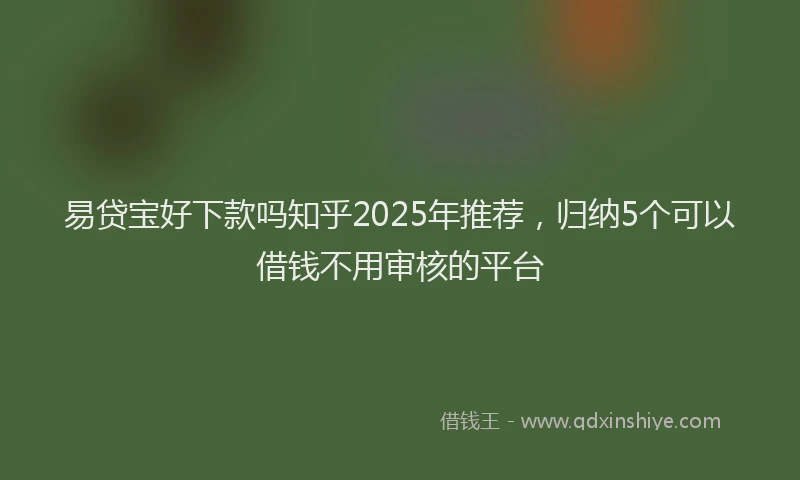 易贷宝好下款吗知乎2025年推荐，归纳5个可以借钱不用审核的平台
