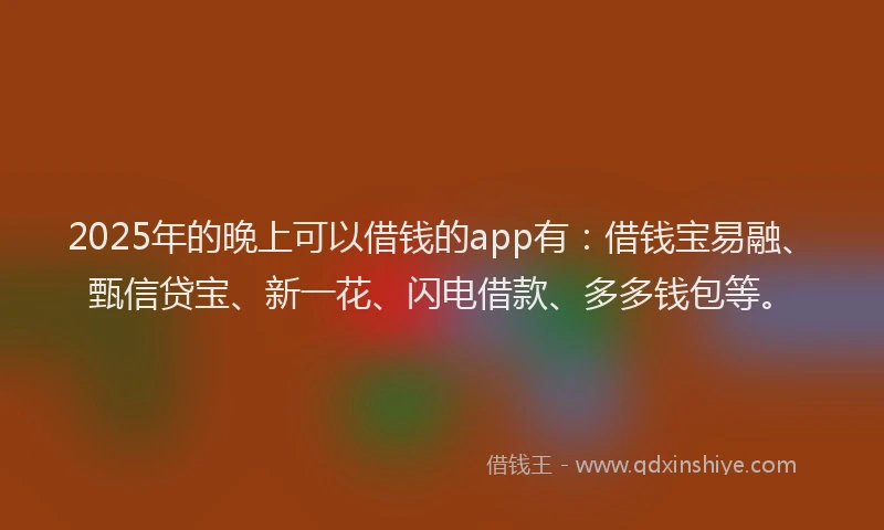 2025年的晚上可以借钱的app有：借钱宝易融、甄信贷宝、新一花、闪电借款、多多钱包等。
