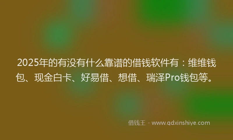 2025年的有没有什么靠谱的借钱软件有：维维钱包、现金白卡、好易借、想借、瑞泽Pro钱包等。