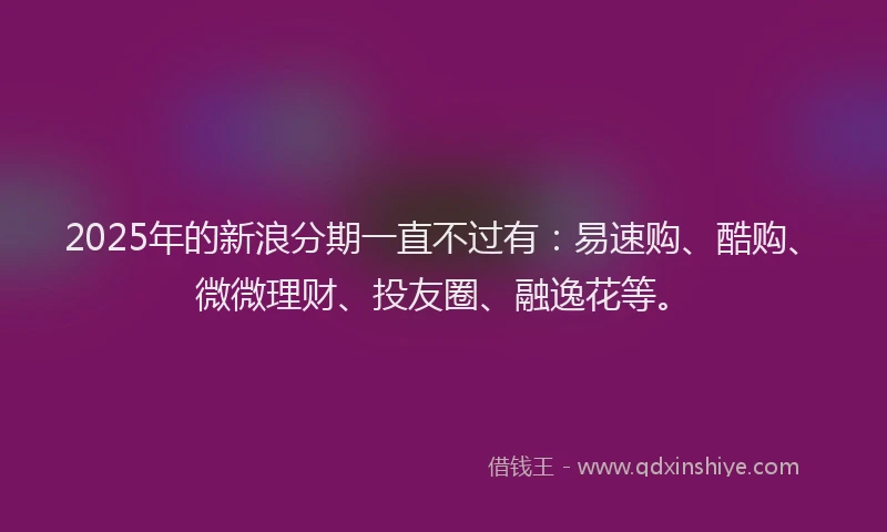 2025年的新浪分期一直不过有：易速购、酷购、微微理财、投友圈、融逸花等。